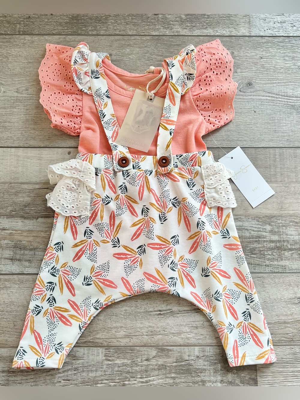 NWT Jessica Simpson Girls Overall Set Size 0/3 Months